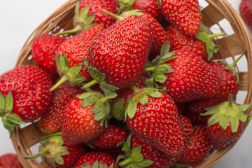 Strawberries on a light background. Macro