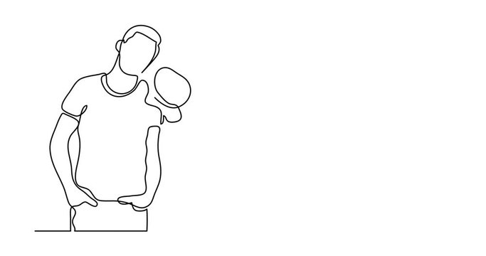 Self drawing animation of loving couple standing - continuous line drawing