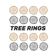 Tree rings background. Saw cut tree trunk texture. Wood texture vector