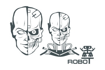 robotic face. Robot logo for design. Robotics. Vector graphics to design.