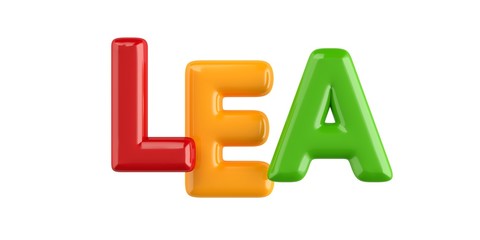 isolated colorfull 3d Kid Name balloon font Lea