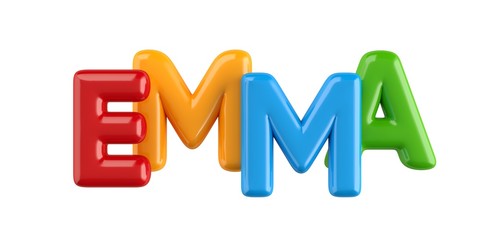 isolated colorfull 3d Kid Name balloon font Emma