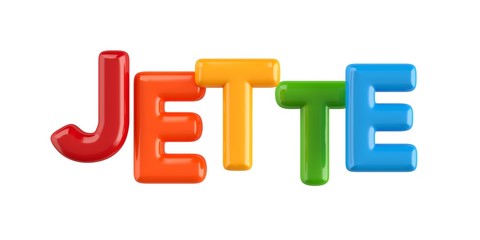 isolated colorfull 3d Kid Name balloon font Jette