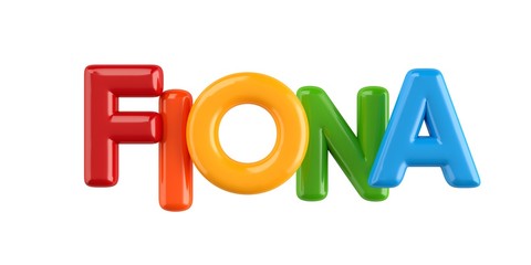 isolated colorfull 3d Kid Name balloon font Fiona