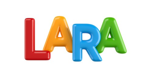isolated colorfull 3d Kid Name balloon font Lara