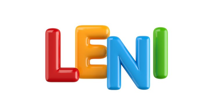 isolated colorfull 3d Kid Name balloon font Leni