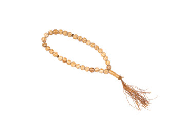 Chaplet rosary beads isolated on white background.