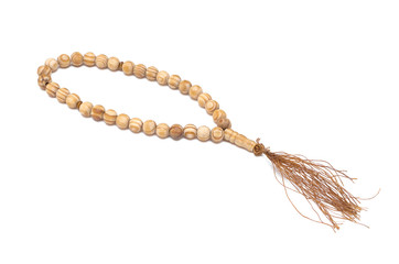 Chaplet rosary beads isolated on white background.