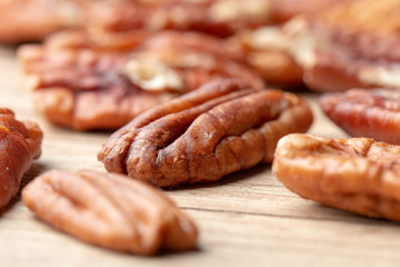Group of pecan nuts - healthy eating