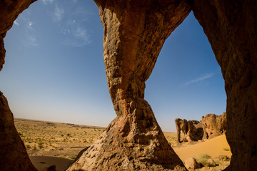 Beautiful cave in Sahara rock formation – Elephant Rock, Mauritania