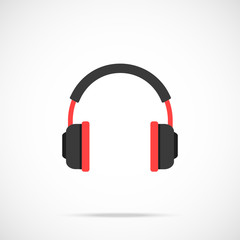 Headphones icon. Flat design. Vector icon isolated on gradient background