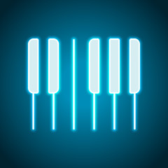 Piano keyboard icon. Horizontal view. Neon style. Light decoration icon. Bright electric symbol