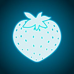 strawberry icon. Neon style. Light decoration icon. Bright electric symbol