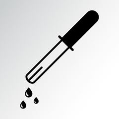 Black pipette icon with drops. Vector illustration