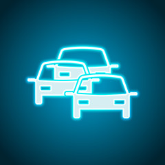 Obraz premium traffic jam icon. Neon style. Light decoration icon. Bright electric symbol