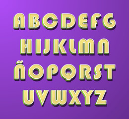 High Quality Vintage Alphabet on Color Background . Isolated Vector Elements