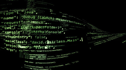 3D rendering of abstract blocks of code located in the virtual space
