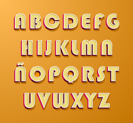 High Quality Vintage Alphabet on Color Background . Isolated Vector Elements