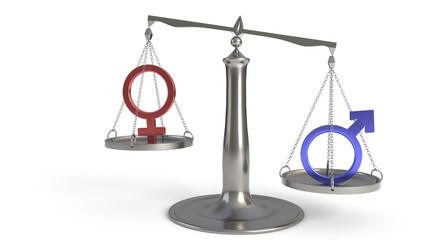 Man and woman concept of balance, 3d rendering