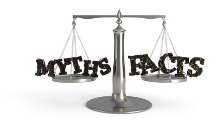 Myths and facts scales concept study, 3d rendering
