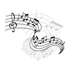 Obraz premium Vector music notes on staff icon