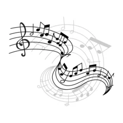 Rolgordijnen Vector music notes on staff icon © Vector Tradition