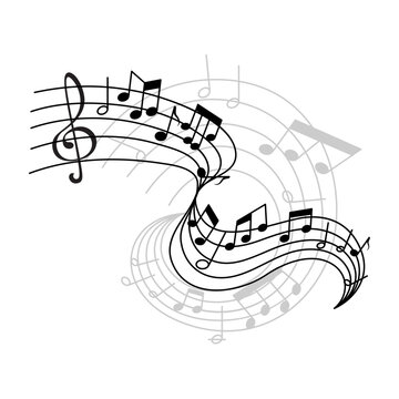 Vector music notes on staff icon