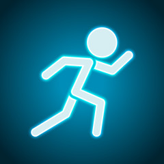 running man. simple icon. Neon style. Light decoration icon. Bright electric symbol