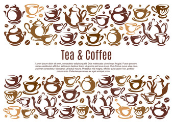 Coffee poster with cups and kettles