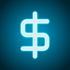 Obraz premium simple dollar symbol. Neon style. Light decoration icon. Bright electric symbol