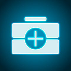Obraz premium first-aid kit, simple icon. Neon style. Light decoration icon. Bright electric symbol