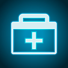 Obraz premium first-aid kit, simple icon. Neon style. Light decoration icon. Bright electric symbol