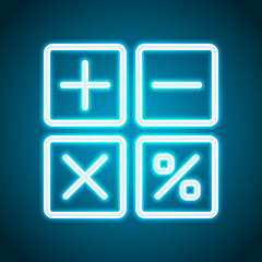 Obraz premium simple icon of calculator. Neon style. Light decoration icon. Bright electric symbol