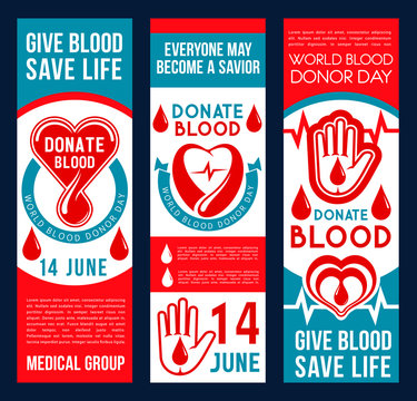 Blood donation vector banners
