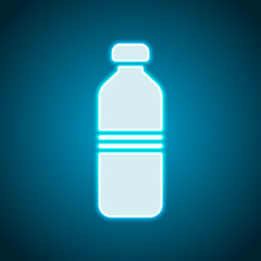 bottle of water, simple icon. Neon style. Light decoration icon. Bright electric symbol