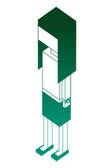 businesswoman cartoon character isometric image vector illustration neon design