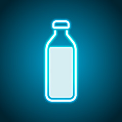 bottle of water, simple icon. Neon style. Light decoration icon. Bright electric symbol