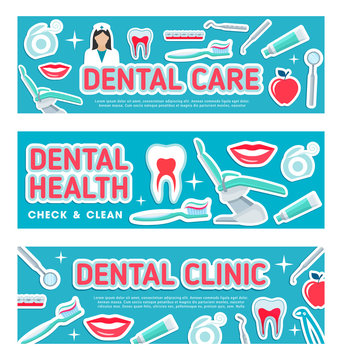 Dental care vector banners