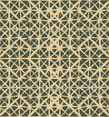 Green, Gray Dark Geo Pattern Kimono Design. Seamless Painted Geometrical Wabi Sabi Ikat Ornament. Organic Tie Dye Batik Retro Boho Fabric Background. Kimono Geo Pattern Female Fashion Vintage Prints.