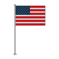 american flag in pole independence day vector illustration