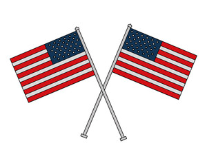 american independence day crossed flags patriotism vector illustration