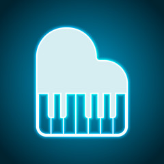 Grand piano icon. Neon style. Light decoration icon. Bright electric symbol