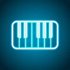 Piano keyboard icon. Neon style. Light decoration icon. Bright electric symbol