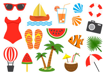 Summer icons. Vector illustration