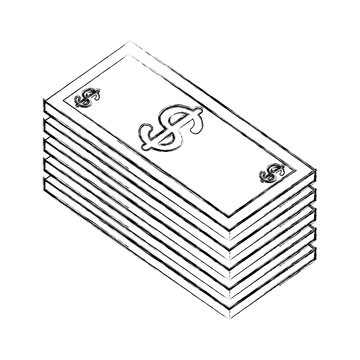 stacked banknote money dollar isometric vector illustration sketch