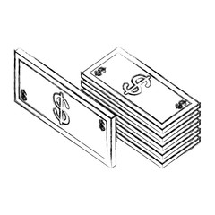 stacked banknote money dollar isometric vector illustration sketch