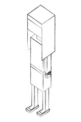 businesswoman cartoon character isometric image vector illustration sketch