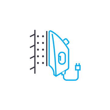 Steam ironing line icon, vector illustration. Steam ironing linear concept sign.