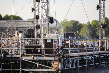 musical equipment on a metal outdoor scene