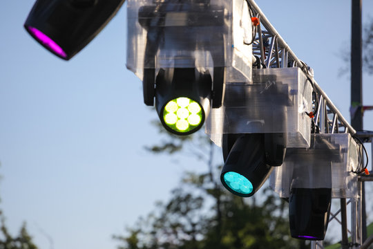 lighting and stroboscopes on a metal street scene